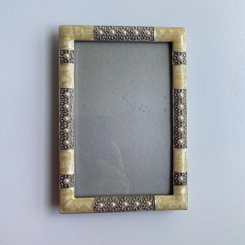 Wedding Collection Epoxy Faux Pearl Picture‎ Frame Gold Ornate Photo 4x6